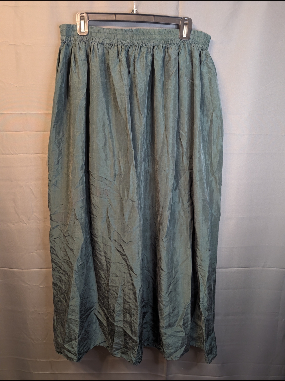 Vintage 90s Cambridge Dry Goods Silk Maxi Skirt Dark Sage Green L